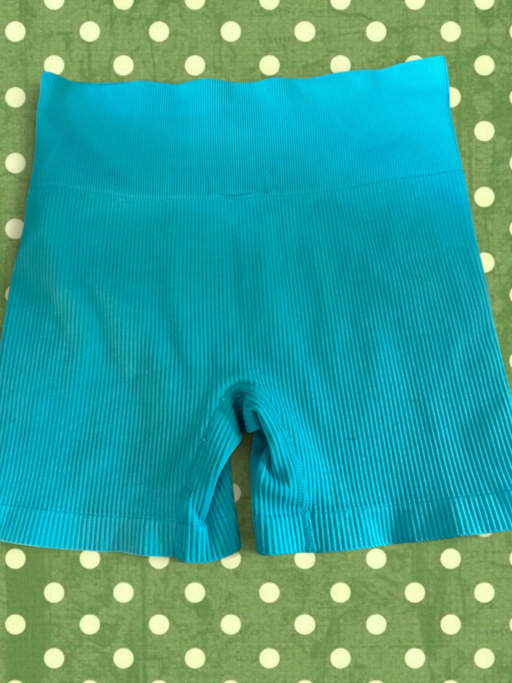 Colsie High-Waist Ribbed Turquoise Shorts - Picture 2 of 4